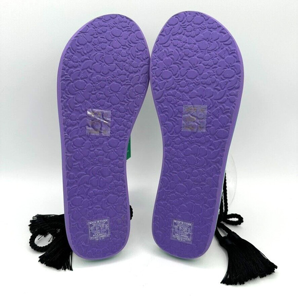 NWT Roxy x Stella Jean Cannes Sandals Ankle Wrap US 10 Tropical Green Beach Boho - Picture 9 of 10